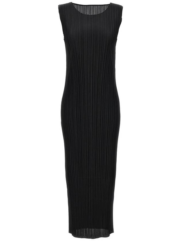 Pleats Sleeveless Basic Midi Dress Black - ISSEY MIYAKE - BALAAN 1