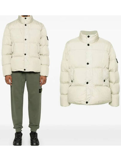 Garment Dyed Crinkle Reps Down Padding Beige - STONE ISLAND - BALAAN 2