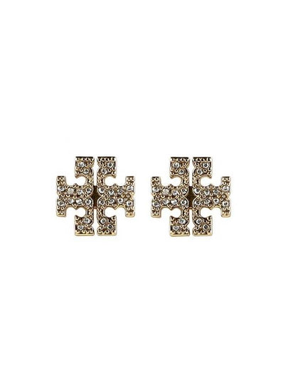 Crystal Logo Stud Earrings Gold - TORY BURCH - BALAAN 2