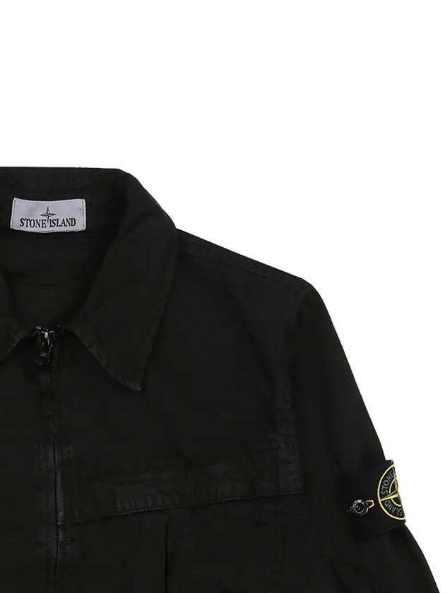 Organic Cotton Shirt Zip Up Jacket Black - STONE ISLAND - BALAAN 5