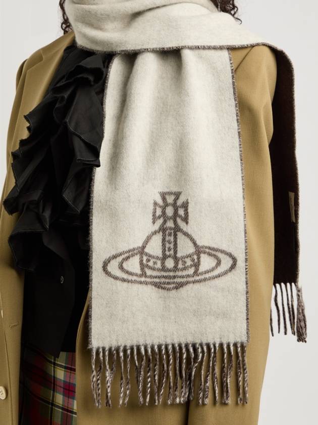 double face jacquard logo muffler scarf off white - VIVIENNE WESTWOOD - BALAAN 6