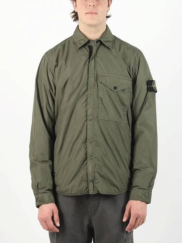 Logo Patch Zip Up Jacket Green - STONE ISLAND - BALAAN 3