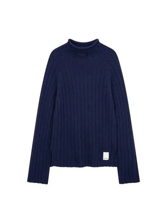 Women s whole garment ribbed raglan knit navy 270321 - EMPORIO ARMANI - BALAAN 1