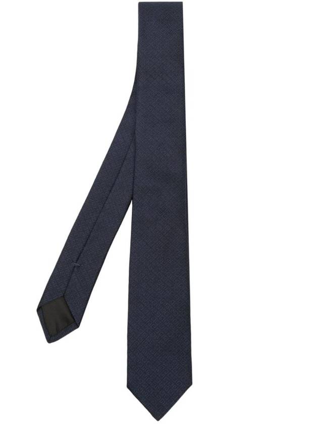 4G All Over Embroidered Logo Silk Tie Navy - GIVENCHY - BALAAN 1