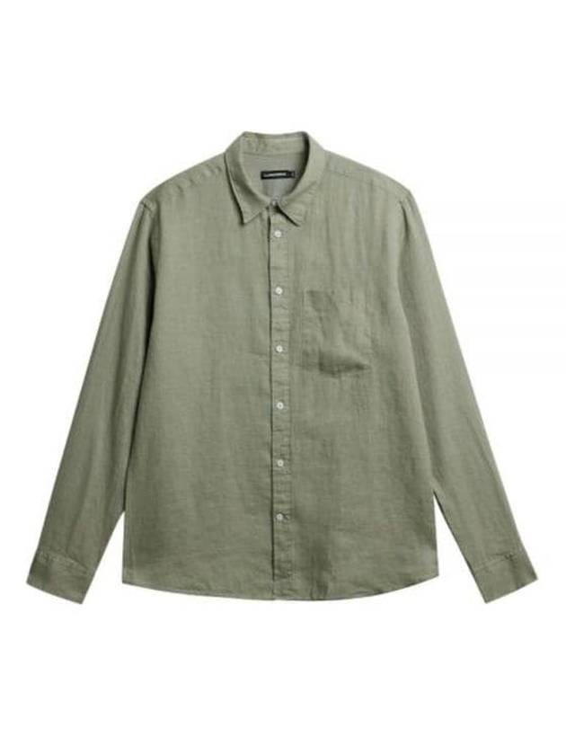 Regular Clean Linen Long Sleeve Shirt Oil Green - J.LINDEBERG - BALAAN 2