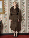 Women's Cashmere Wool Over Collar Single Coat Khaki - DEFEMME - BALAAN 1