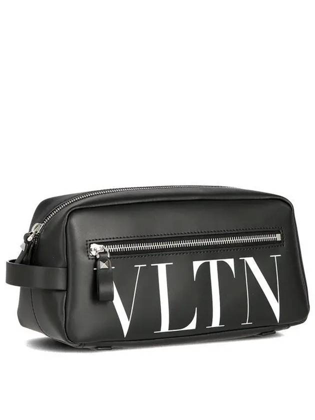 Logo Leather Pouch Bag Black - VALENTINO - BALAAN 2