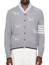 Hector Motif 4 Bar Cardigan Grey - THOM BROWNE - BALAAN 2