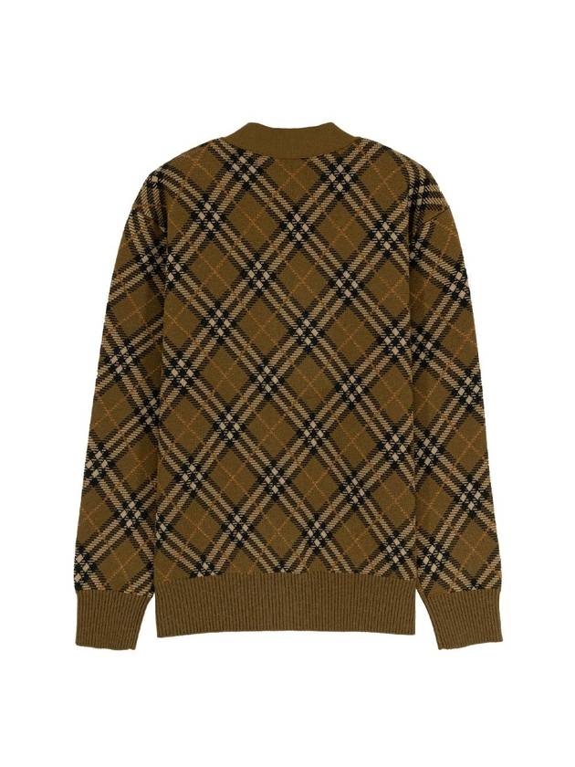 Check Wool Mohair Blend Cardigan Brown - BURBERRY - BALAAN 6