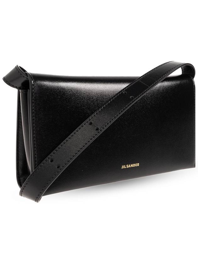 Logo Print Leather Shoulder Bag Black - JIL SANDER - BALAAN 5