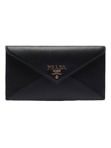 Vitello Logo Long Wallet Black - PRADA - BALAAN 1