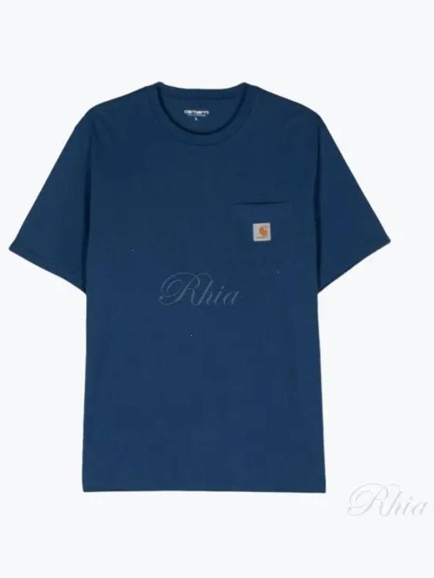 Pocket Short Sleeve T-Shirt Blue - CARHARTT WIP - BALAAN 2