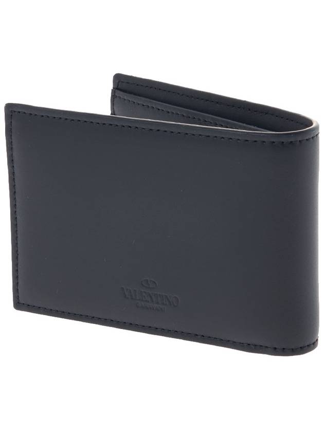 VLTN Logo Leather Half Wallet Black - VALENTINO - BALAAN 4