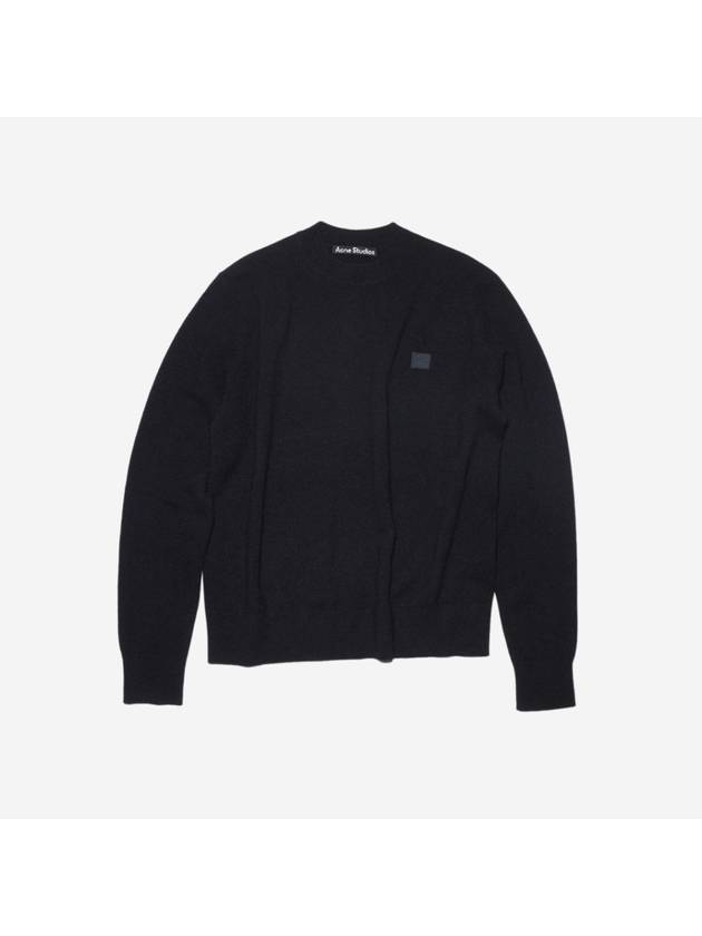 Face Patch Crew Neck Knit Top Black - ACNE STUDIOS - BALAAN 2