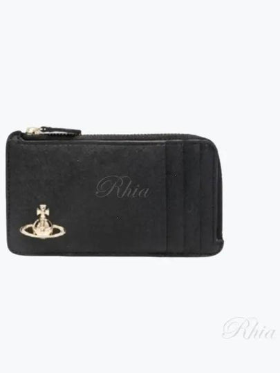 Zipper Vegan Biogreen Saffiano Card Wallet Black - VIVIENNE WESTWOOD - BALAAN 2