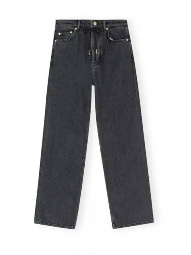 Drawstring Straight Jeans Black - GANNI - BALAAN 2