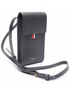 Three Stripes Strap Leather Phone Case Grey - THOM BROWNE - BALAAN 4