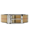 Square Buckle Check Reversible Coated Fabric Leather Belt Beige - BURBERRY - BALAAN 2