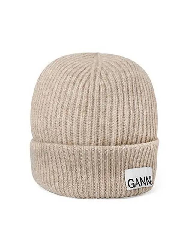 Women's Logo Wool Beanie Sand Beige - GANNI - BALAAN 2