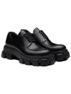 Men's Brushed Leather Monolith Lace-Up Derby Shoes Black - PRADA - BALAAN.