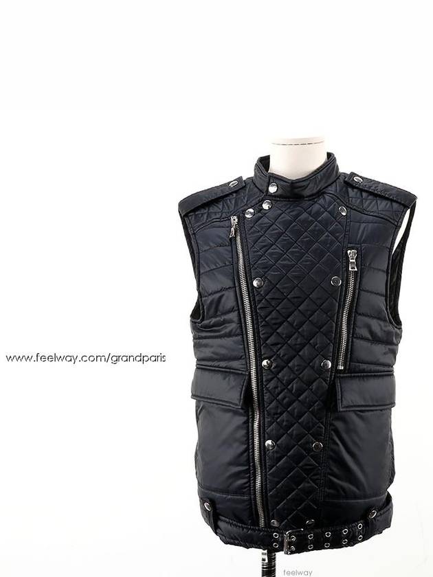 Black Quilted Biker Zip Up Vest M - BALMAIN - BALAAN 1