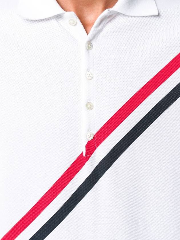 Diagonal Stripe Short Sleeve Polo Shirt White - THOM BROWNE - BALAAN 6