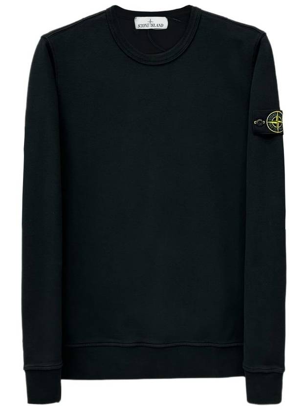 Brushed Cotton Fleece Garment Dyed Crewneck Sweatshirt Black - STONE ISLAND - BALAAN 2