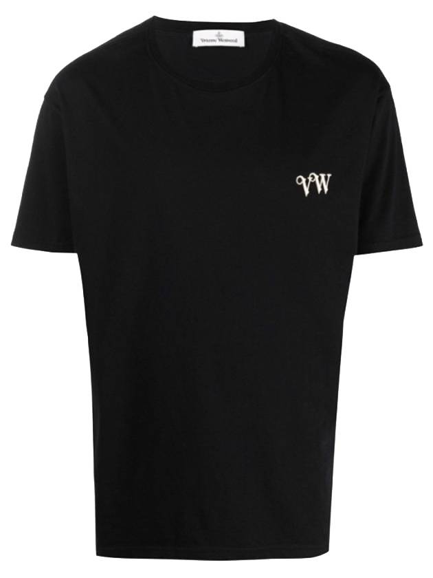 VW Embroidered Logo Short Sleeve T-Shirt Black - VIVIENNE WESTWOOD - BALAAN 1