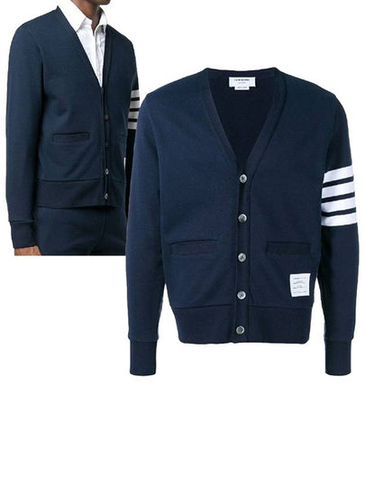 Classic V-Neck 4 Bar Stripe Cardigan Light Grey - THOM BROWNE - BALAAN 2