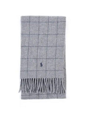 Windowpane Plaid Wool Blend Muffler PC0743 021 Gray - POLO RALPH LAUREN - BALAAN 1