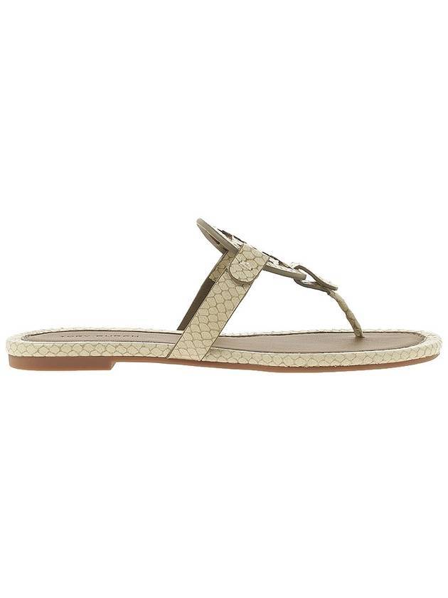 Women's Miller Embossed Leather Flip Flops Cream - TORY BURCH - BALAAN 1