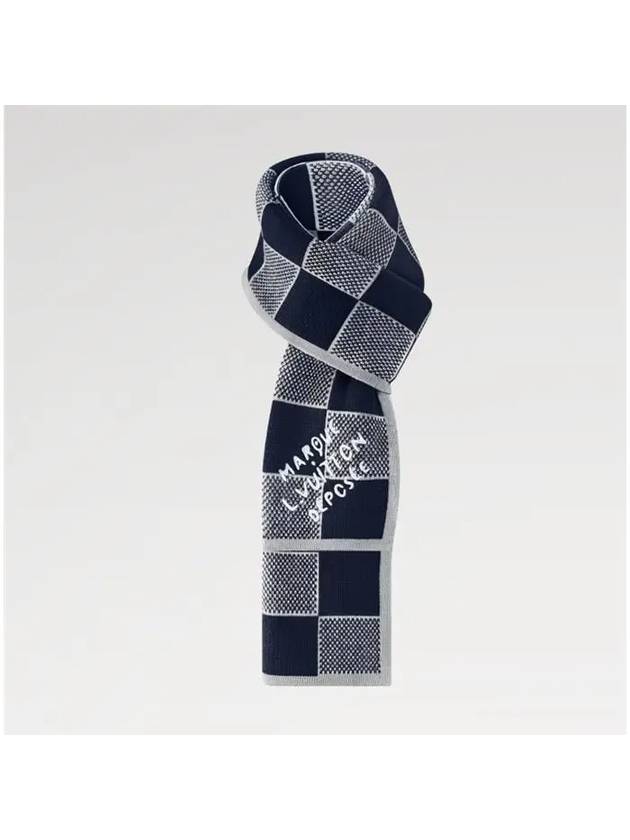 Damier Heritage Scarf Navy - LOUIS VUITTON - BALAAN 3