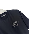 Men's Monogram Logo Print Short Sleeve T-Shirt Black - PALM ANGELS - BALAAN 3