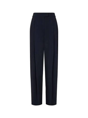 Women s Two Tuck Wide Leg Pants Dark Navy - EMPORIO ARMANI - BALAAN 1