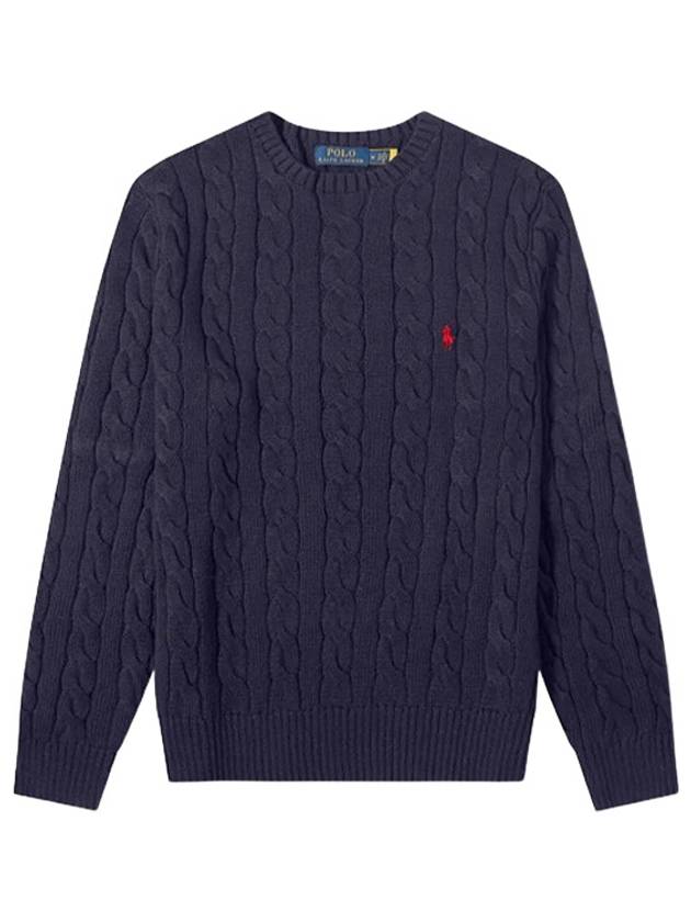 Embroidery Logo Cable Knit Top Navy - POLO RALPH LAUREN - BALAAN 2