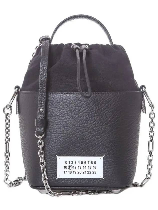 5AC Number Logo Texture Leather Bucket Bag Black - MAISON MARGIELA - BALAAN 3