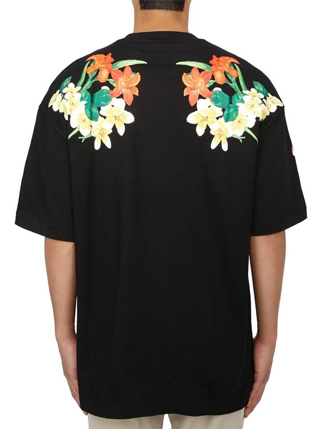 Men's Floral Print Stacked Logo Short Sleeve T-Shirt Black - HUGO BOSS - BALAAN 4