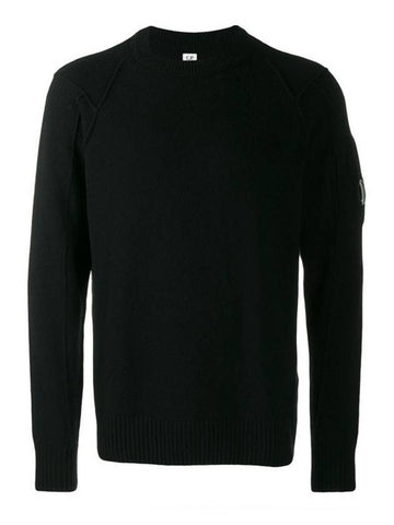 Men's Lens Wappen Knit Black - CP COMPANY - BALAAN.