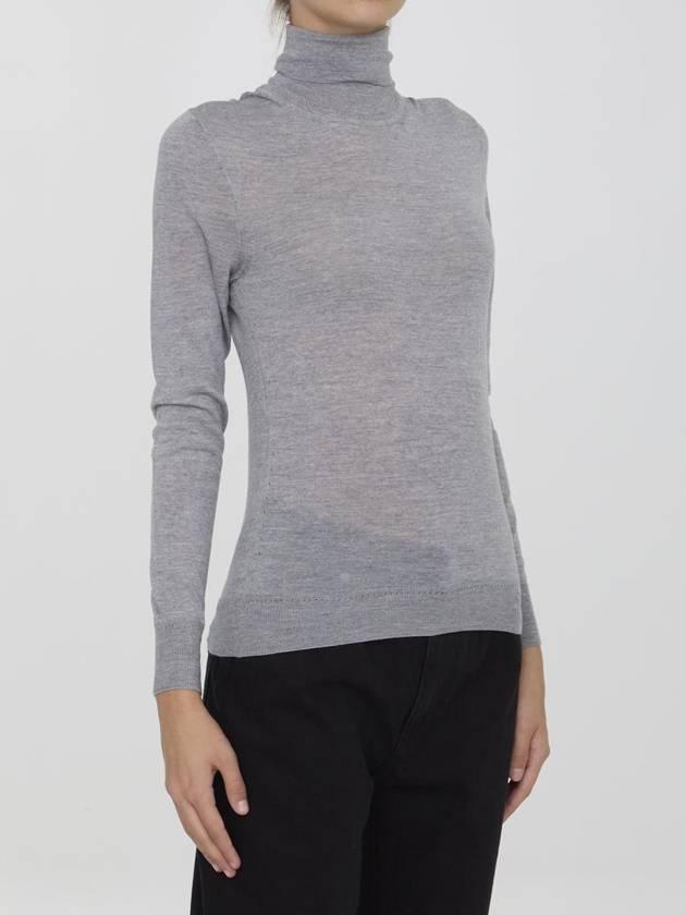 Cassandre Wool Turtle Neck Grey - SAINT LAURENT - BALAAN 3