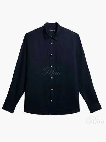 Regular Clean Linen Long Sleeve Shirt Navy - J.LINDEBERG - BALAAN 2