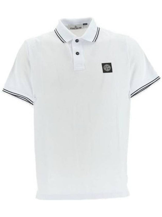 Logo Patch Short Sleeve Polo Shirt White - STONE ISLAND - BALAAN 1