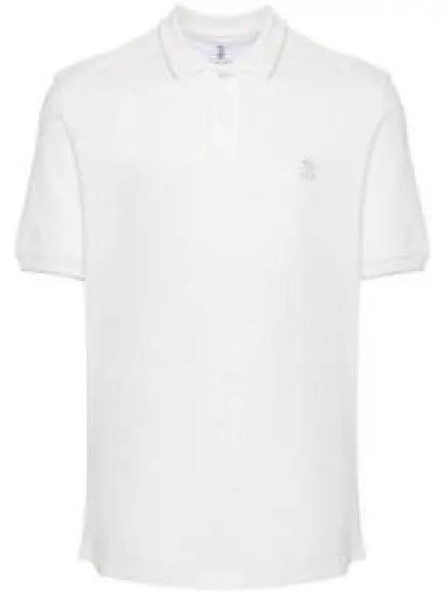 Embroidered Logo Short Sleeve Polo Shirt White - BRUNELLO CUCINELLI - BALAAN 2