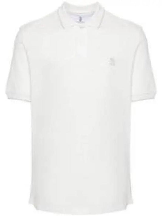 Embroidered Logo Short Sleeve Polo Shirt White - BRUNELLO CUCINELLI - BALAAN 2