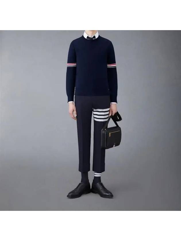 Men's Milan Stitch Armband Crew Neck Knit Top Navy - THOM BROWNE - BALAAN 7