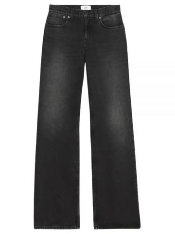 Women s Wide Denim Pants Black FTR403 611 - AMI - BALAAN 1