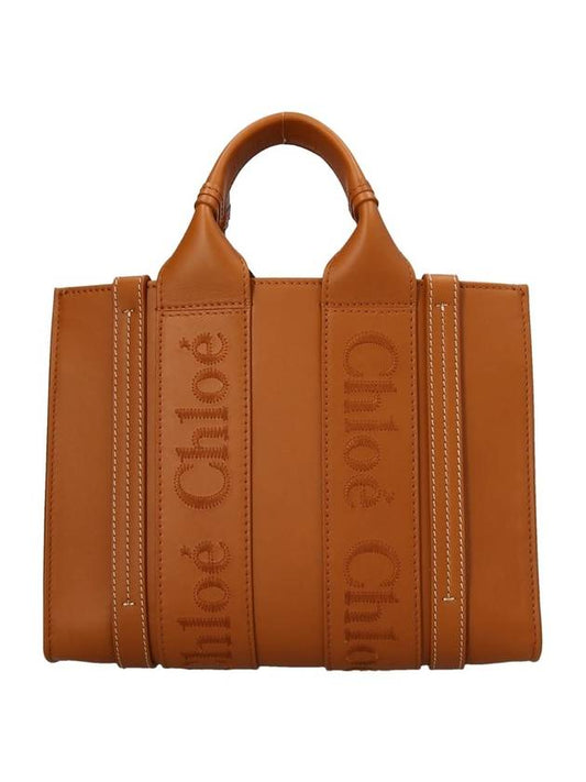 Woody Small Leather Tote Bag Brown - CHLOE - BALAAN 1
