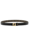 FF Squared Leather Belt Black Brown - FENDI - BALAAN 2