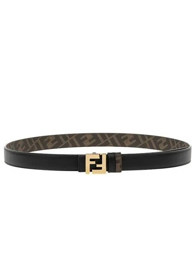 FF Squared Leather Belt Black Brown - FENDI - BALAAN 2