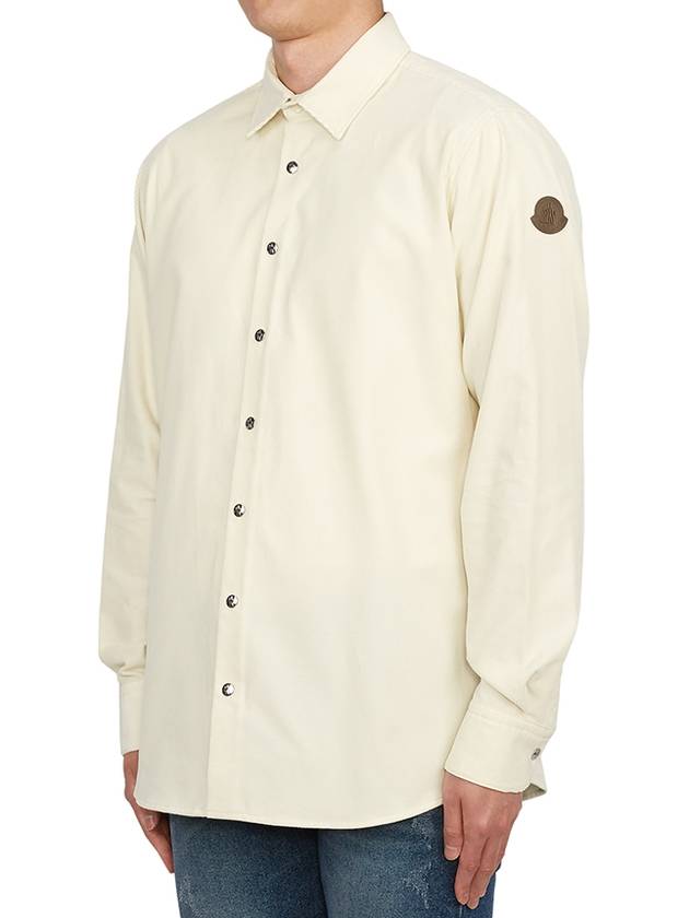 Men's Corduroy Slim Cut Long Sleeve Shirt White - MONCLER - BALAAN 4