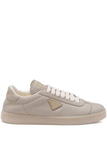 Leather Low Top Sneakers Pumice Stone - PRADA - BALAAN 1